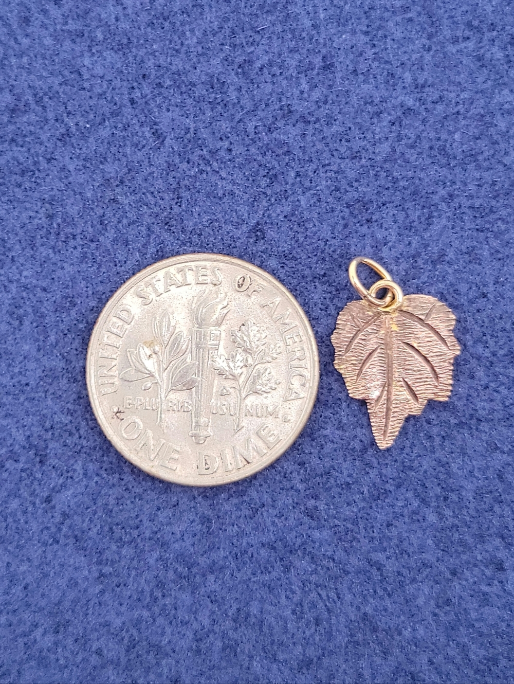 Vintage 10k Rose & Yellow Gold Grape Leaf Charm Pendant - Picture 2 of 4
